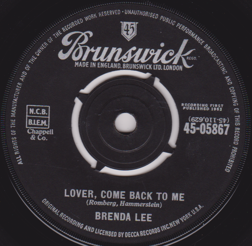 Brenda Lee – Speak To Me Pretty (Brunswick 1962) 7" vinyl single VG/-
