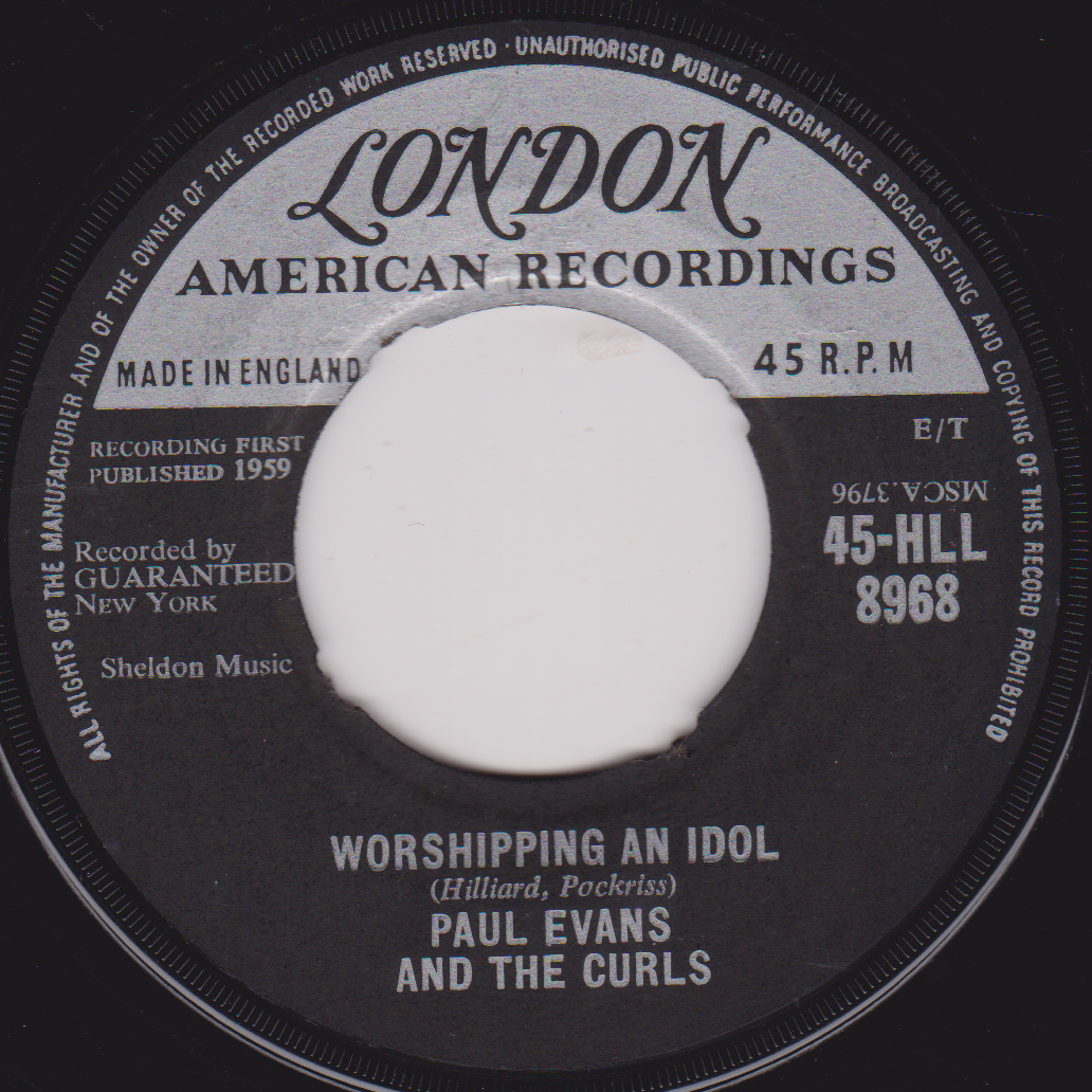 Paul Evans And The Curls – Seven Little Girls Sitting In The Back Seat (London 1959) 7" vinyl single VG/- jukebox centre