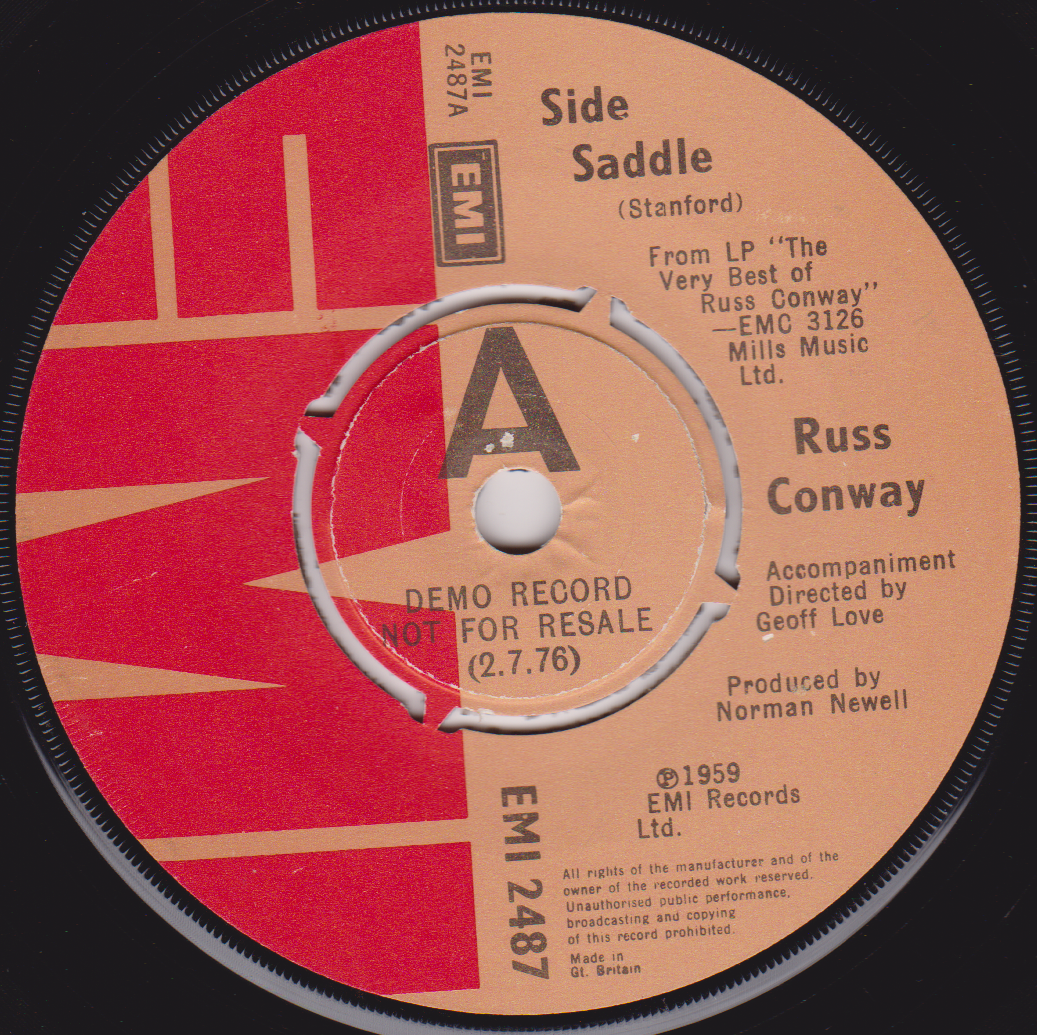 Russ Conway – Side Saddle (EMI) 7" vinyl single VG/G+ promo