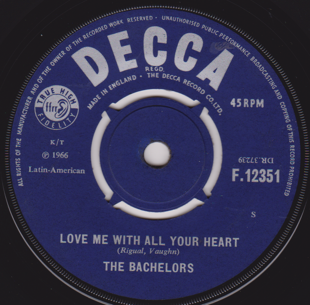 Decca record label for 'Love Me with All Your Heart' by The Bachelors