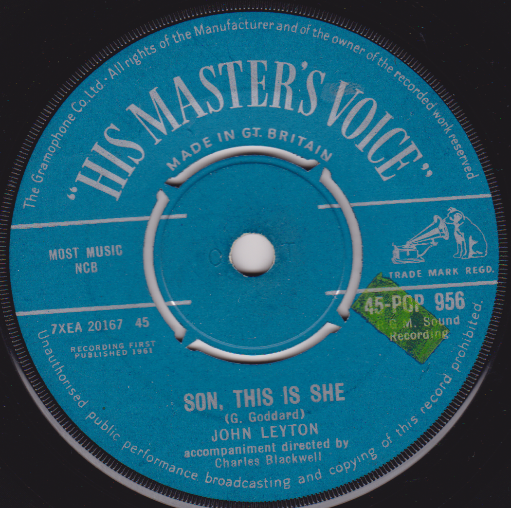Record label from 'His Master's Voice' with text and branding