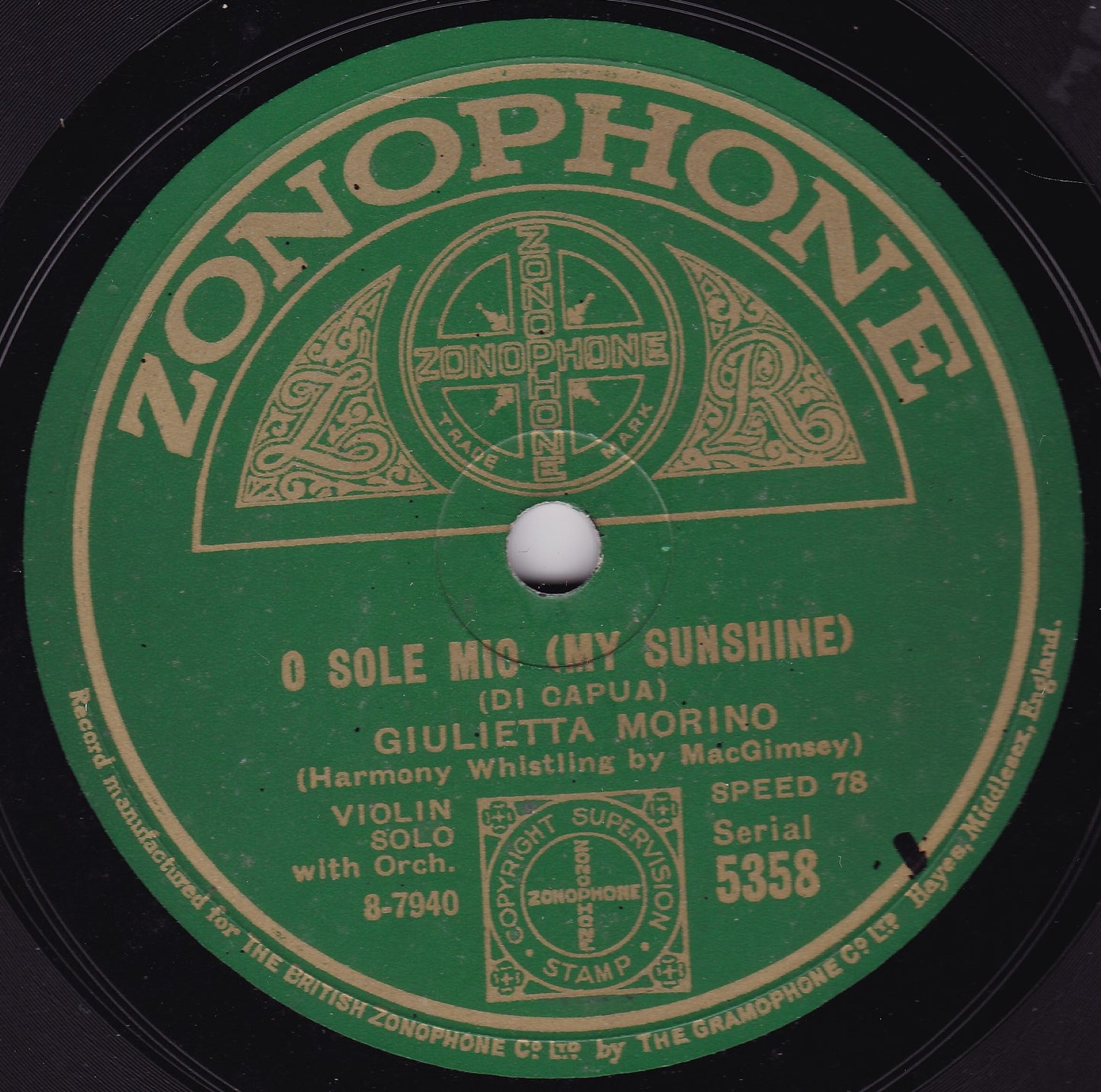Giulietta Morino – La Paloma (The Dove) (Zonophone 1929) 10" shellac VG/-