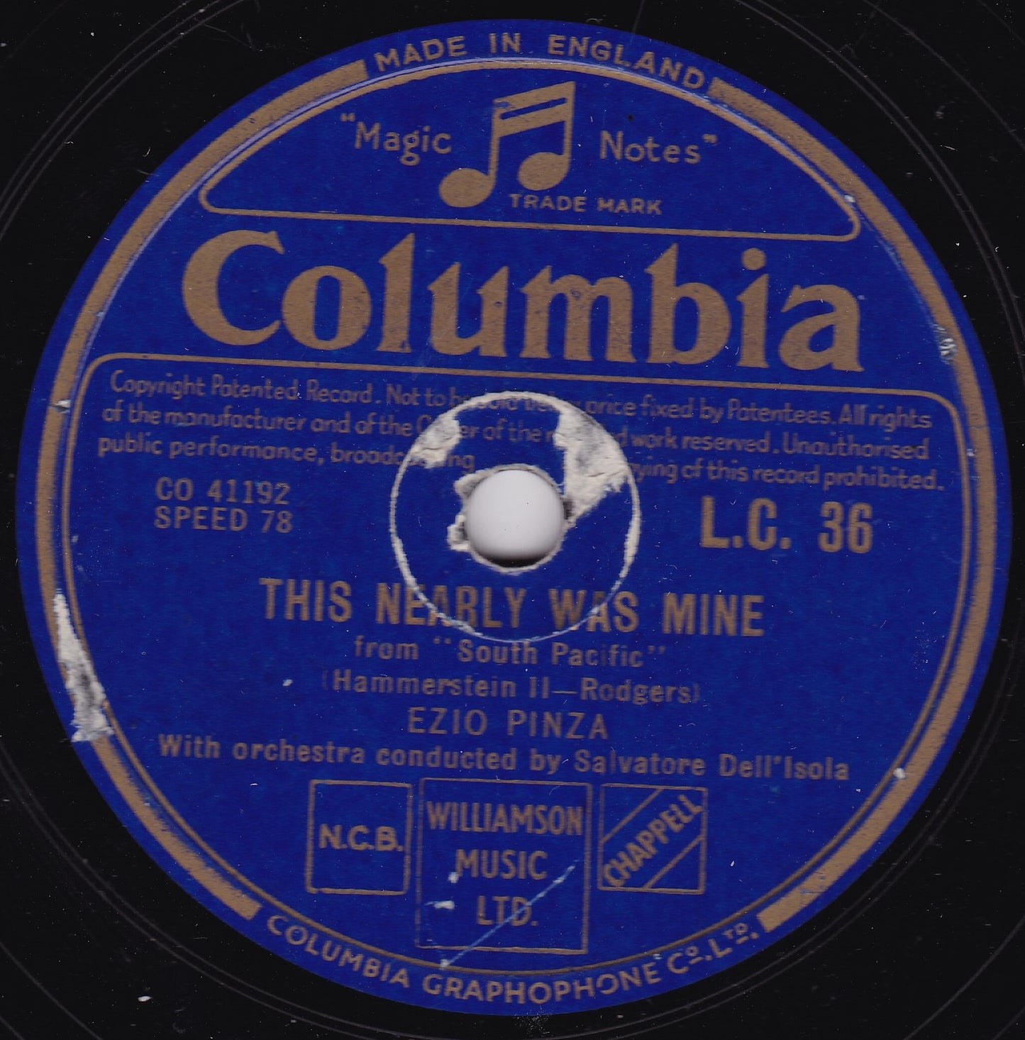 Ezio Pinza – Some Enchanted Evening (Columbia) 10" shellac G/-