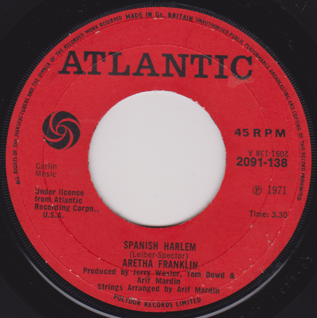 Vinyl record label with Atlantic Records branding and song details.