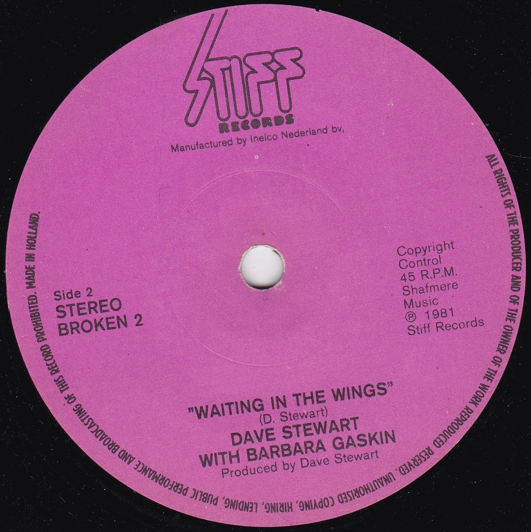 Dave Stewart With Barbara Gaskin – It's My Party (Stiff 1981) 7" vinyl single G+/-