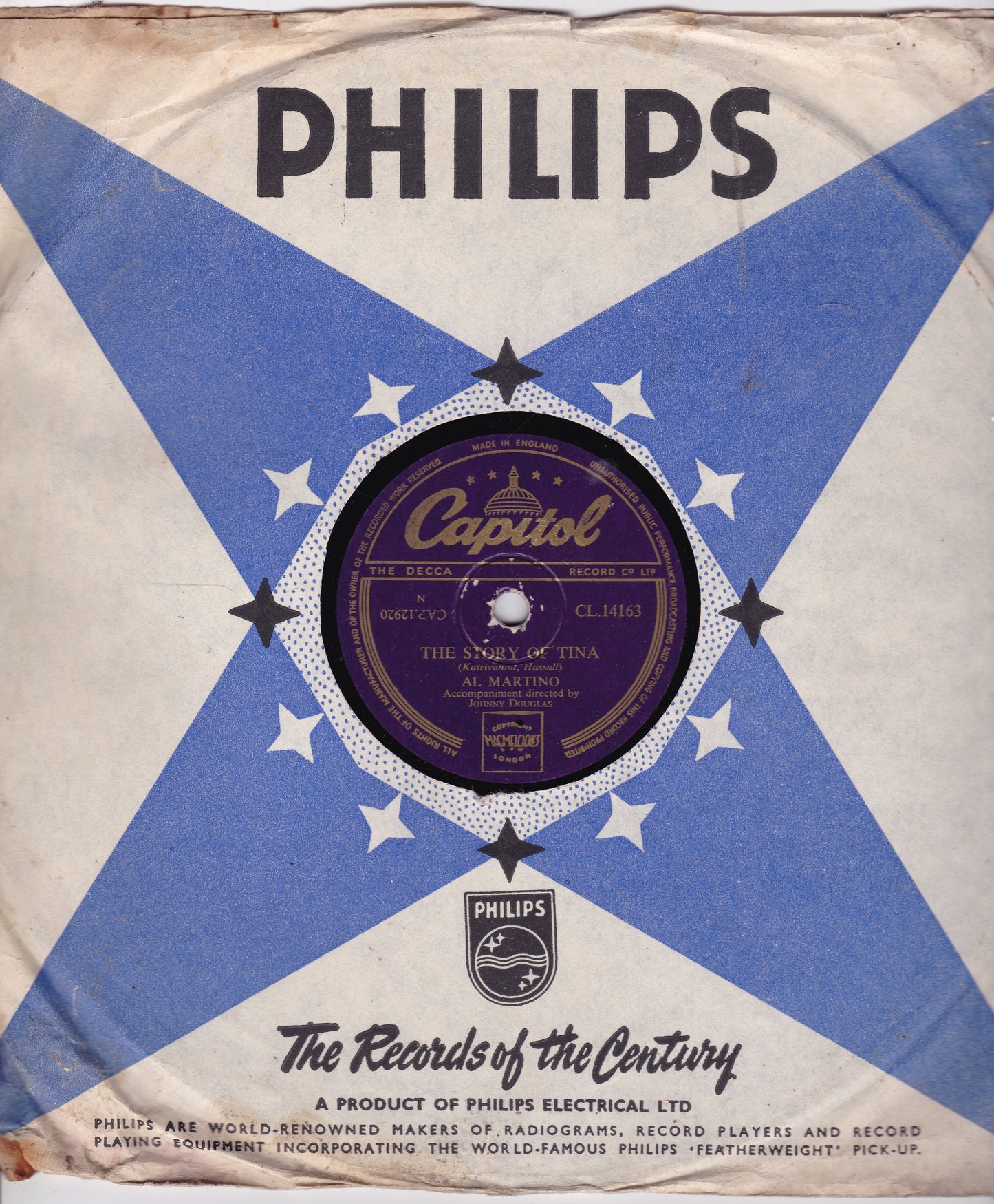 Al Martino – The Story Of Tina / Destiny (Capitol 1954) 10" shellac VG/-