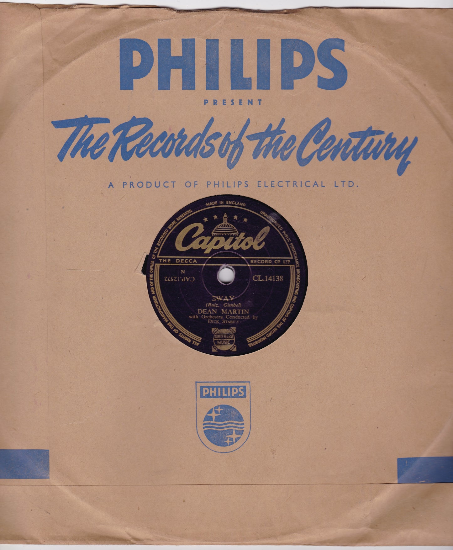 Dean Martin – Sway / Pretty As A Picture (Capitol 1954) 10" shellac VG/-