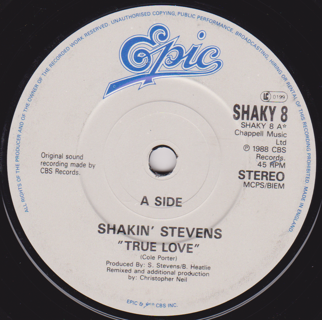 Shakin' Stevens - True Love (Epic 1988) 7" vinyl single VG/-