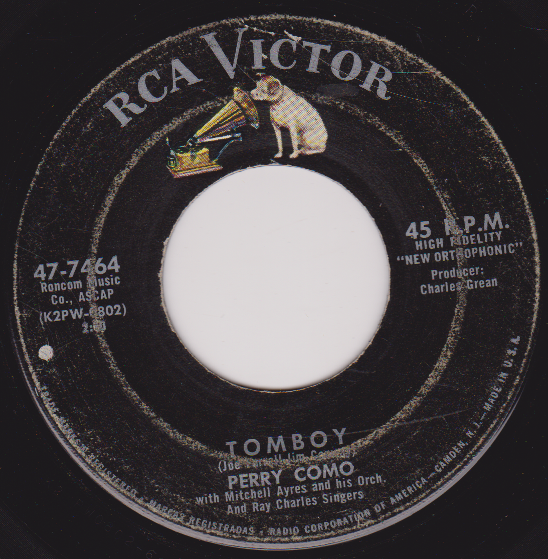Perry Como – Tomboy (RCA 1959) 7" vinyl US single VG/- jukebox