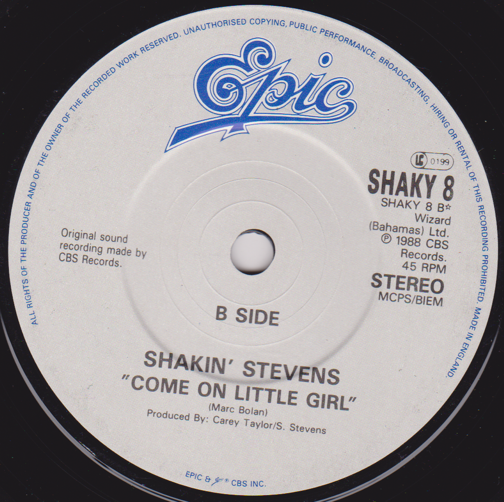 Shakin' Stevens - True Love (Epic 1988) 7" vinyl single VG/-
