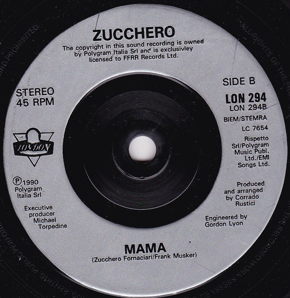 Zucchero, Paul Young – Senza Una Donna (Without A Woman) (London 1991) 7" vinyl single VG/-
