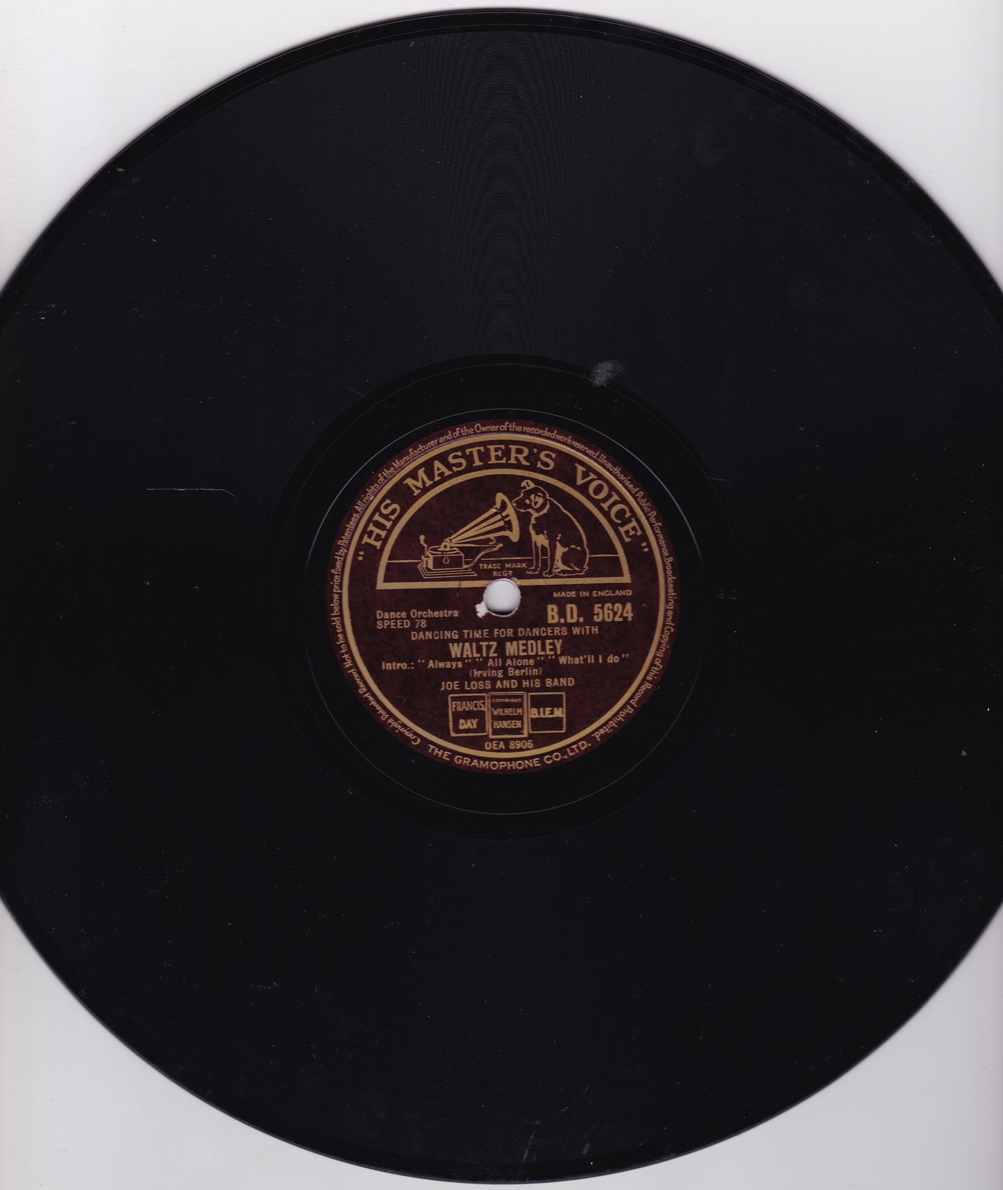 Joe Loss & His Orchestra – Tango Medley / Waltz Medley (HMV) 10" shellac VG/-