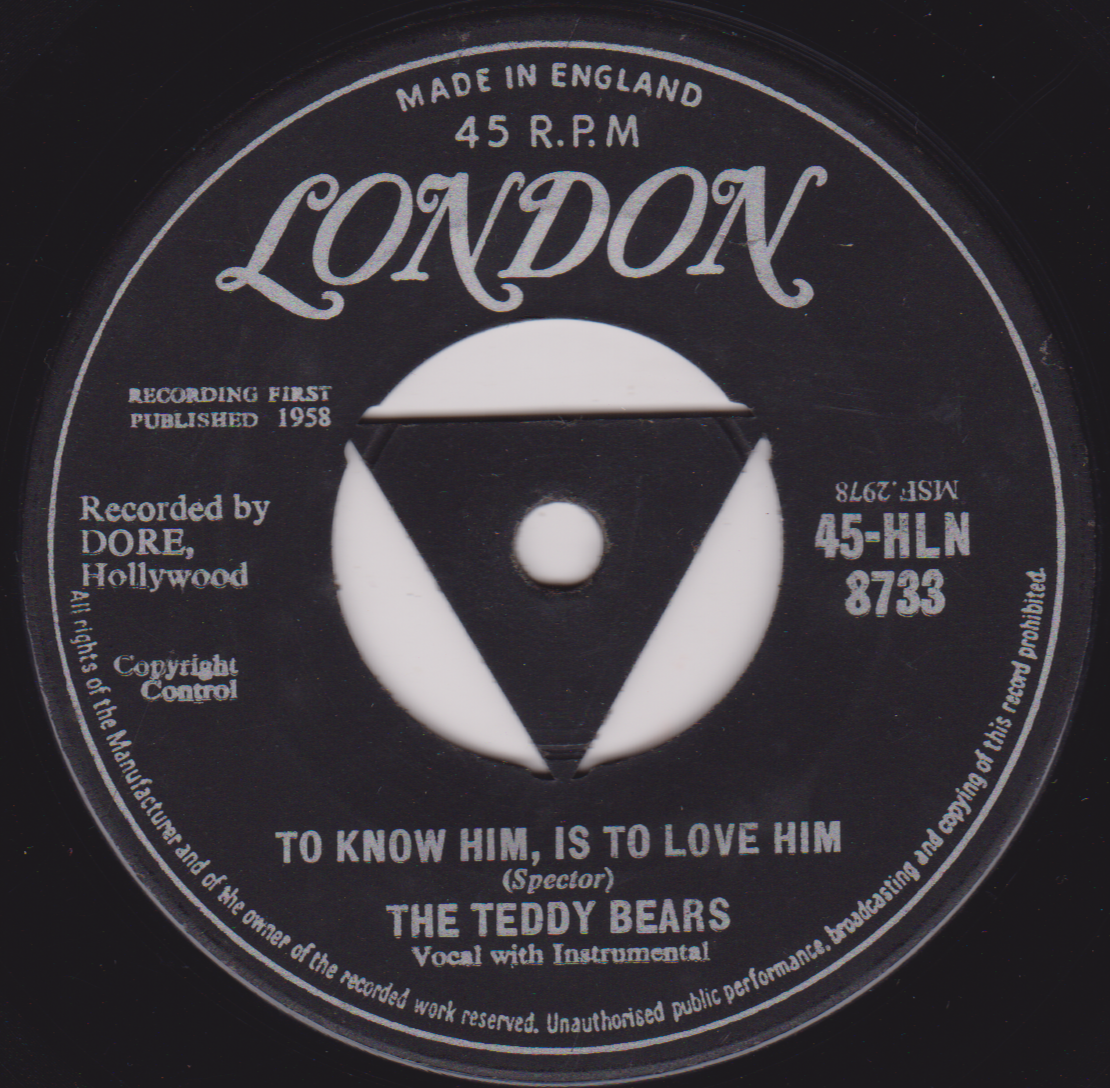 The Teddy Bears – To Know Him, Is To Love Him (London 1958) 7" vinyl single G+/-