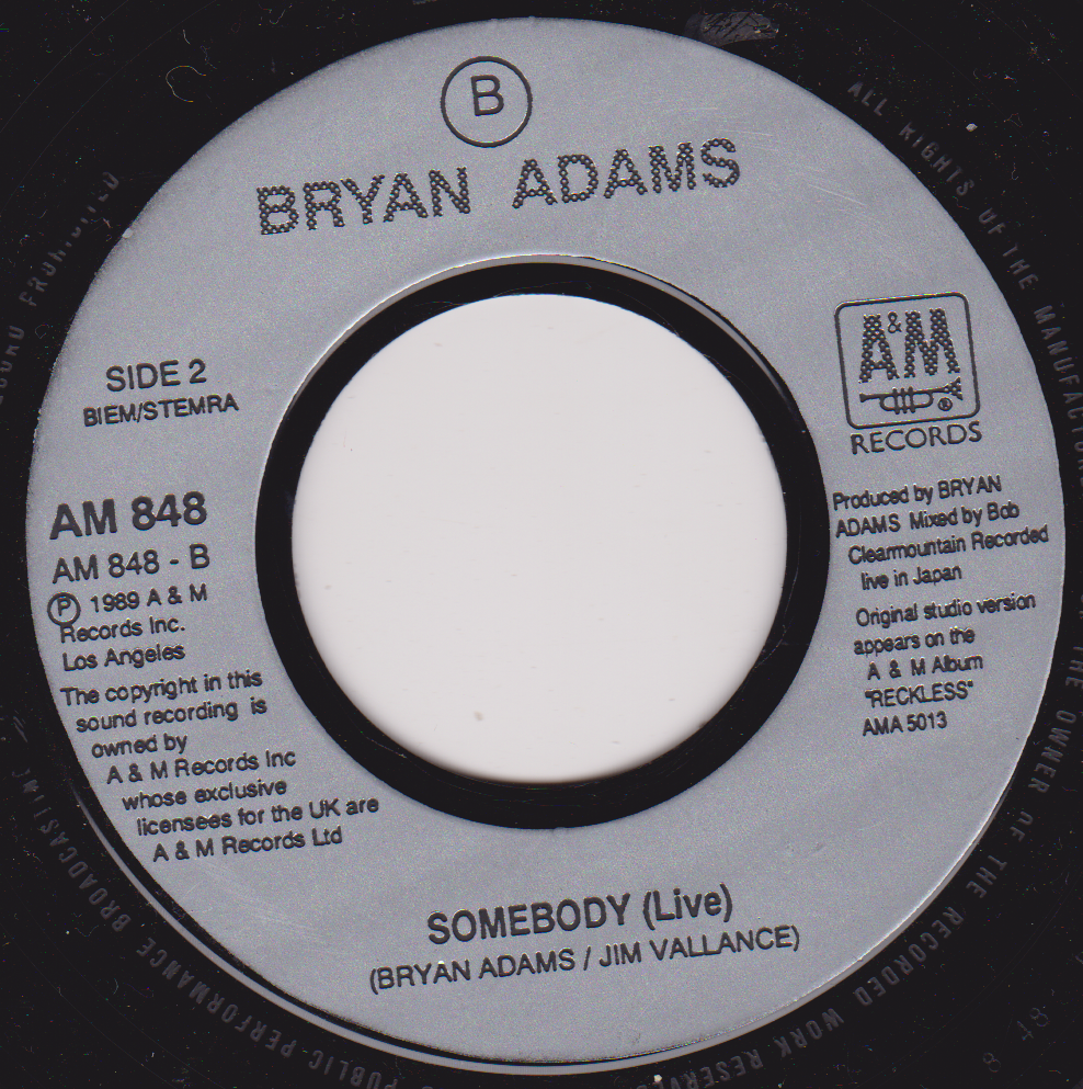 Bryan Adams – Thought I'd Died And Gone To Heaven (A&M 1992) 7" vinyl single G+/- jukebox centre