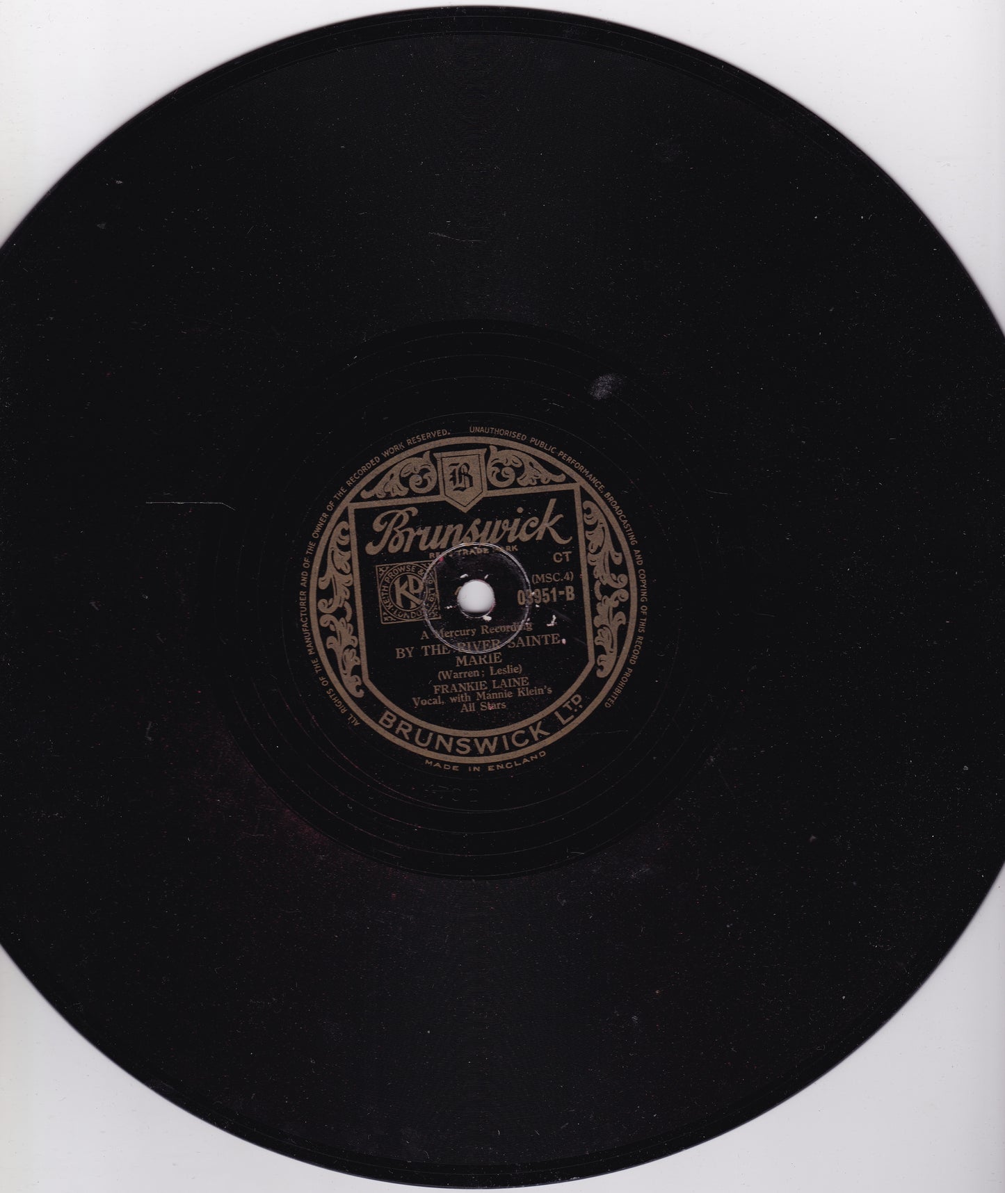 Frankie Laine – That's My Desire / By The River Sainte Marie 10" shellac VG/-