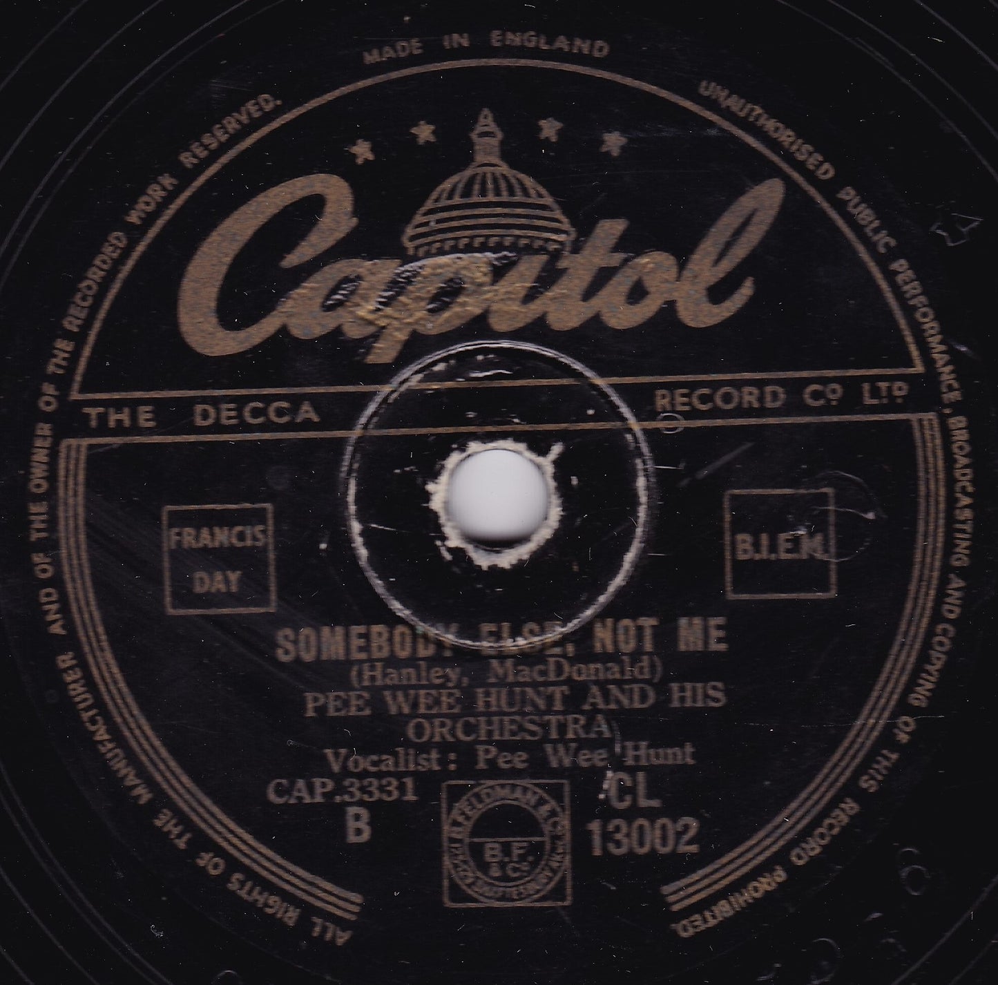 Pee Wee Hunt And His Orchestra – Twelfth Street Rag (1948) 10" shellac VG/-