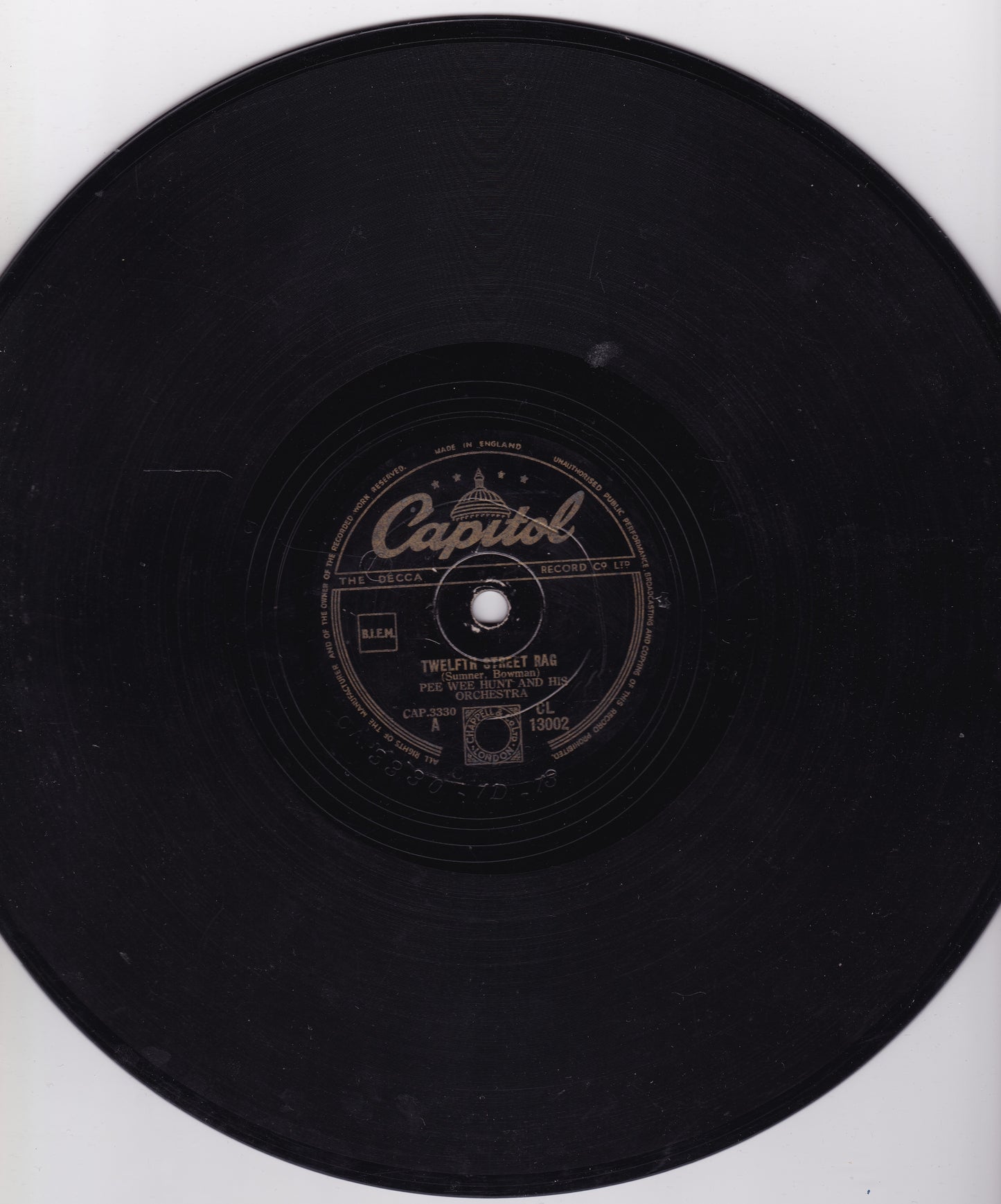 Pee Wee Hunt And His Orchestra – Twelfth Street Rag (1948) 10" shellac VG/-