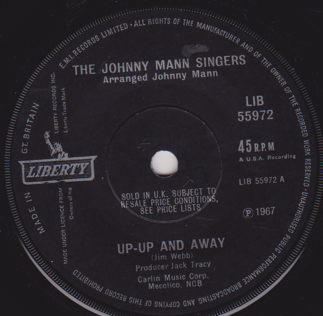 The Johnny Mann Singers – Up-up And Away (Liberty 1967) 7" vinyl single VG/-