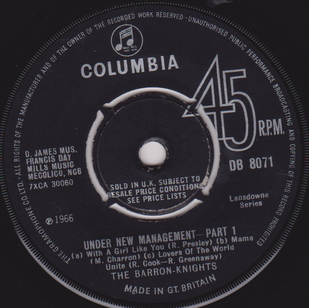 The Barron-Knights – Under New Management (1966) 7" vinyl single VG/-