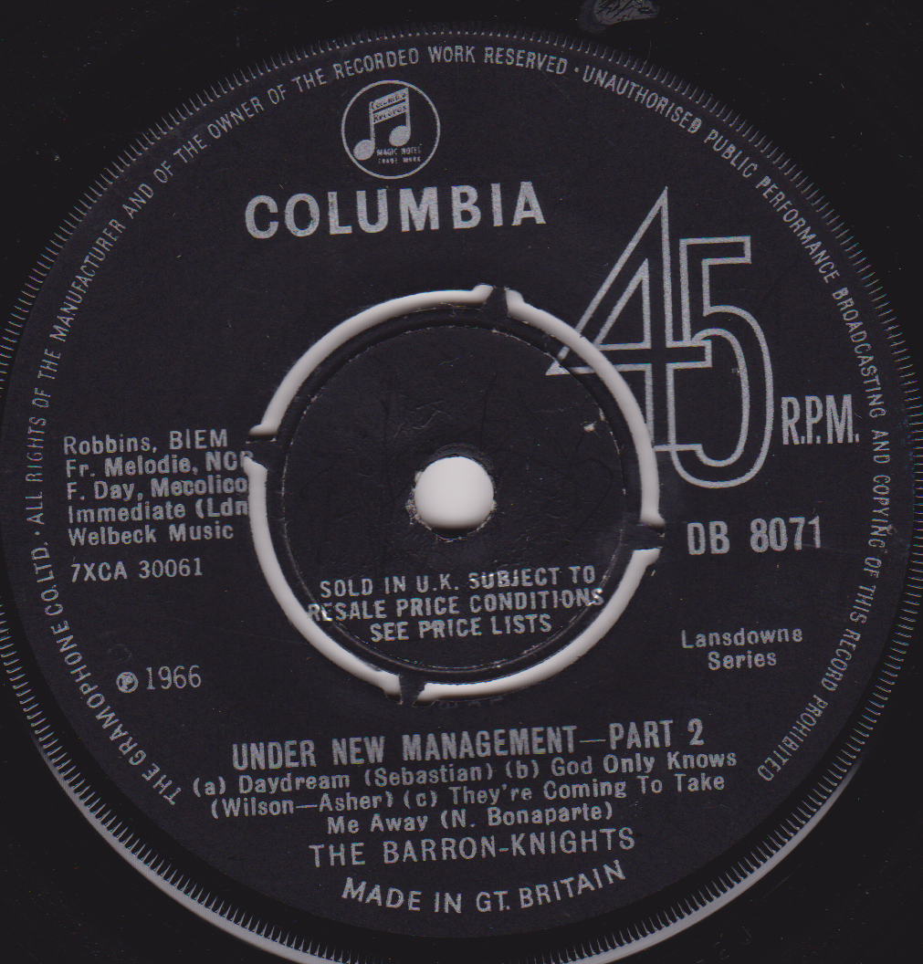 The Barron-Knights – Under New Management (1966) 7" vinyl single VG/-
