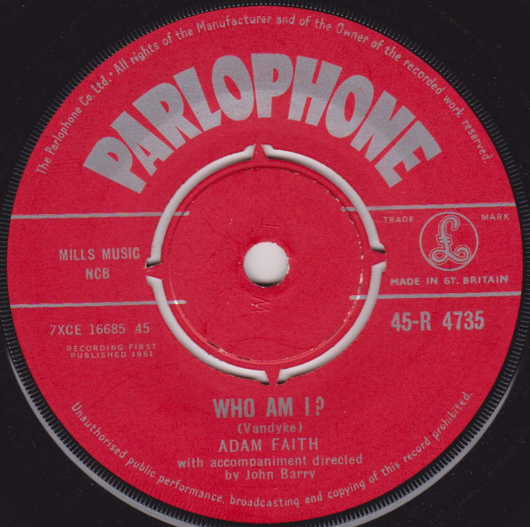 Adam Faith – Who Am I ? / This Is It (Parlophone 1961) 7" vinyl single VG/-