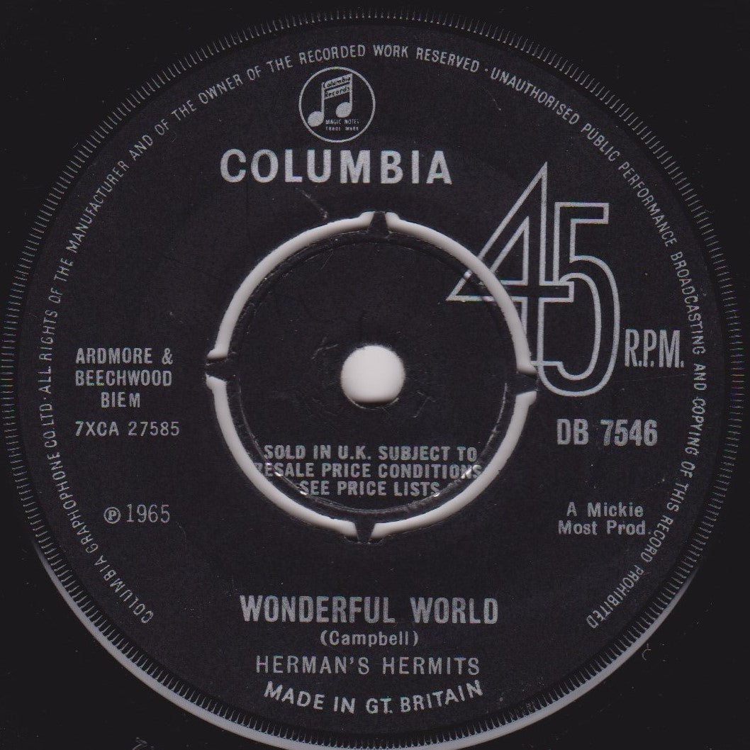 Herman's Hermits - Wonderful World (Columbia 1965) 7" vinyl single G+/-