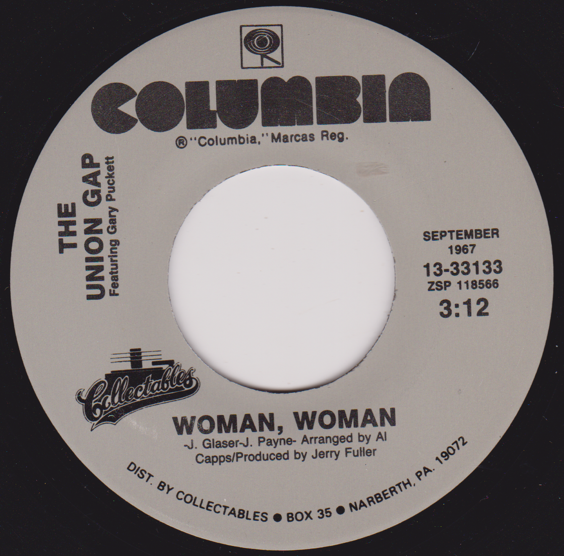 Columbia Records label from a vinyl record with text and logos.