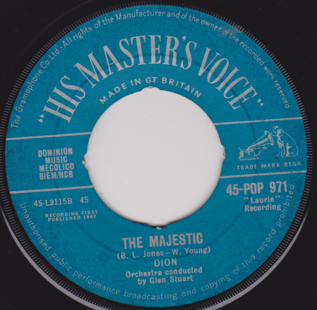 Dion – The Wanderer (HMV 1962) 7" vinyl single G+- jukebox centre