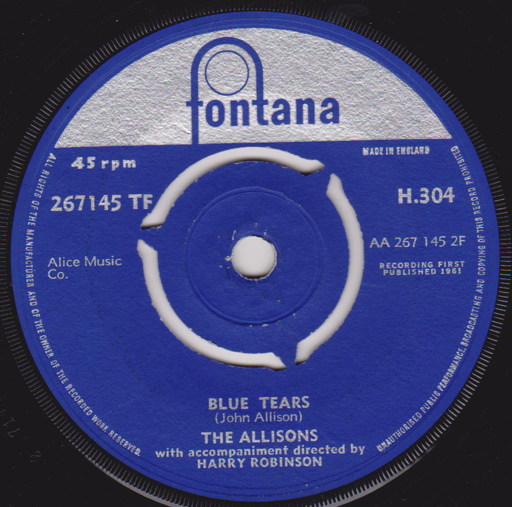 The Allisons – Words (Fontana 1961) 7" vinyl single VG/-