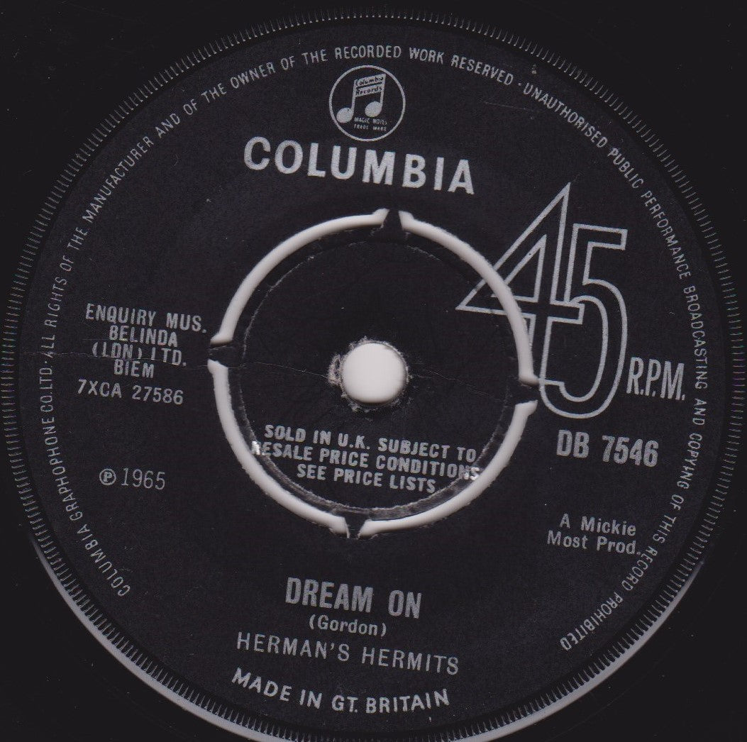 Herman's Hermits - Wonderful World (Columbia 1965) 7" vinyl single G+/-