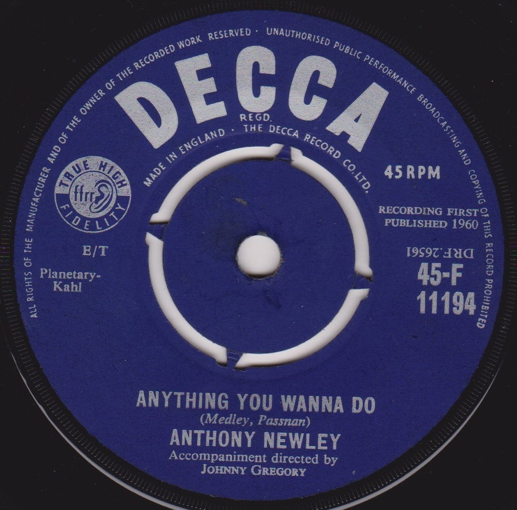 Anthony Newley - Why (Decca 1960) 7" vinyl single VG/-