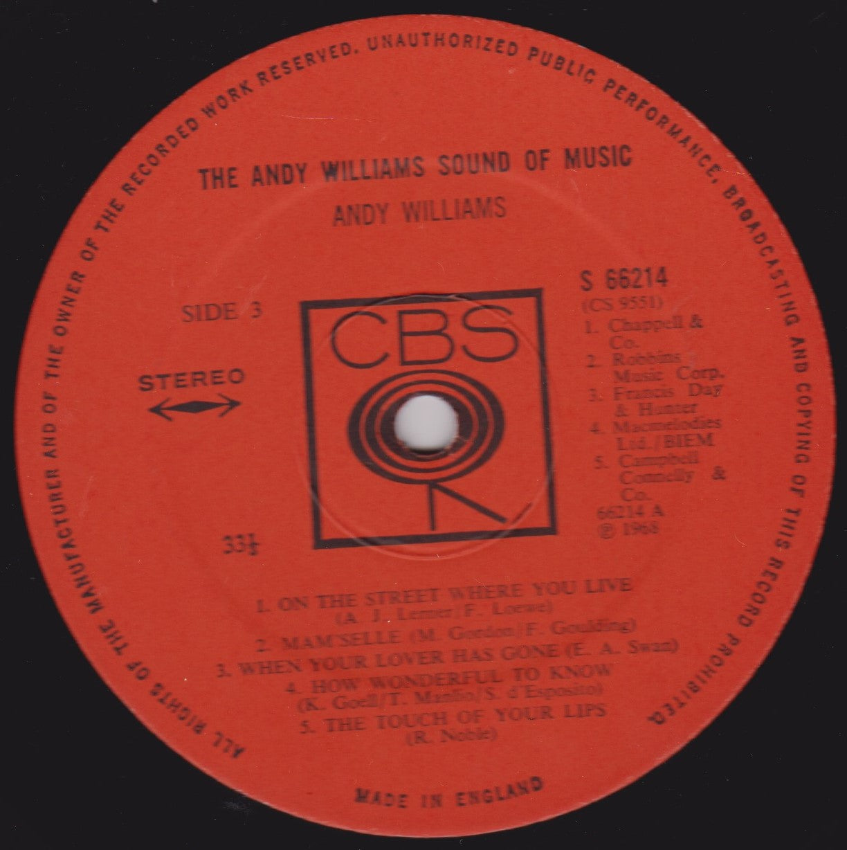 Andy Williams – The Andy Williams Sound Of Music (CBS 1968) 2x12" vinyl LP VG/VG