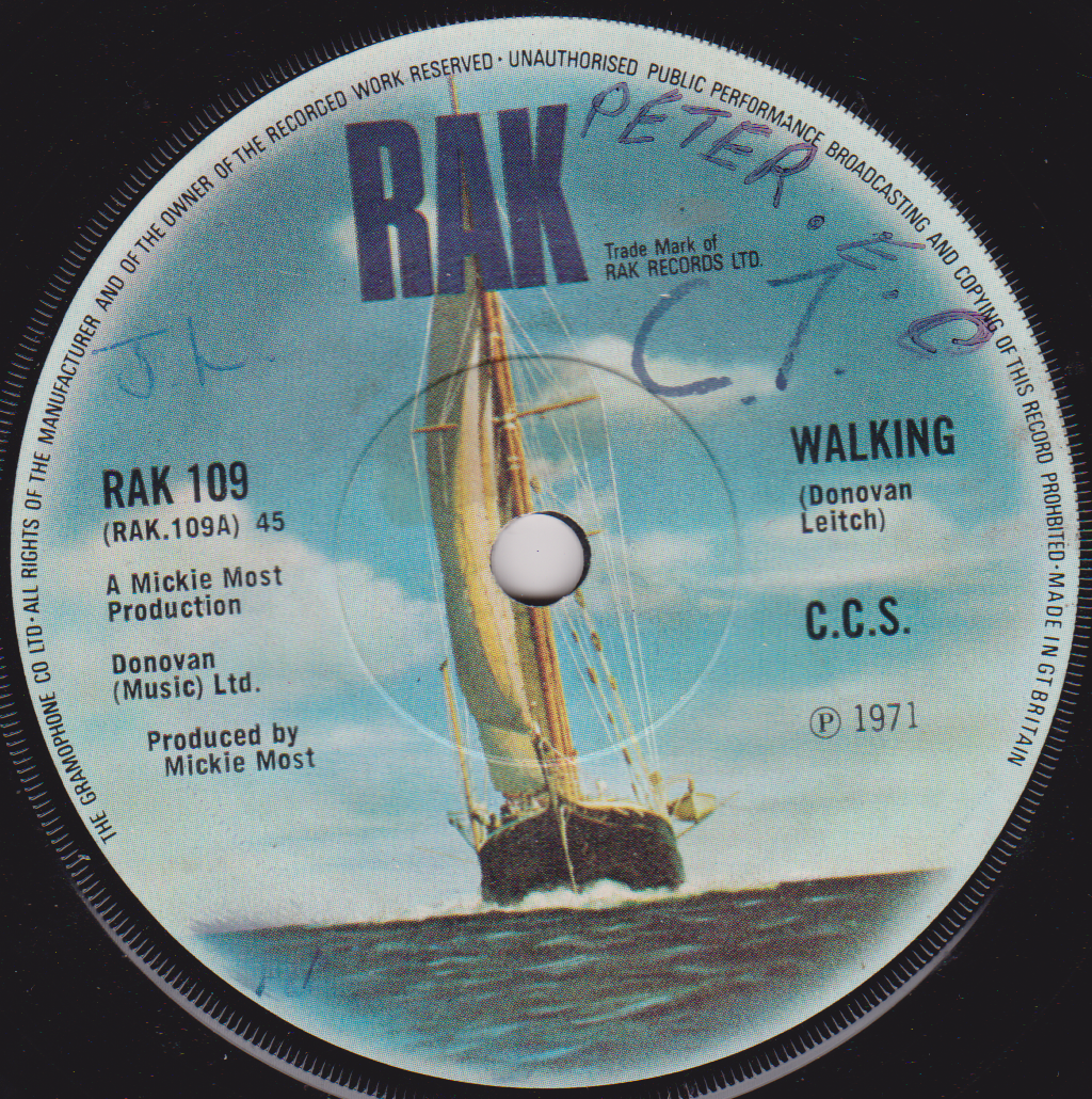 C.C.S. - Walking (RAK, 1971) 7" vinyl single VG/-