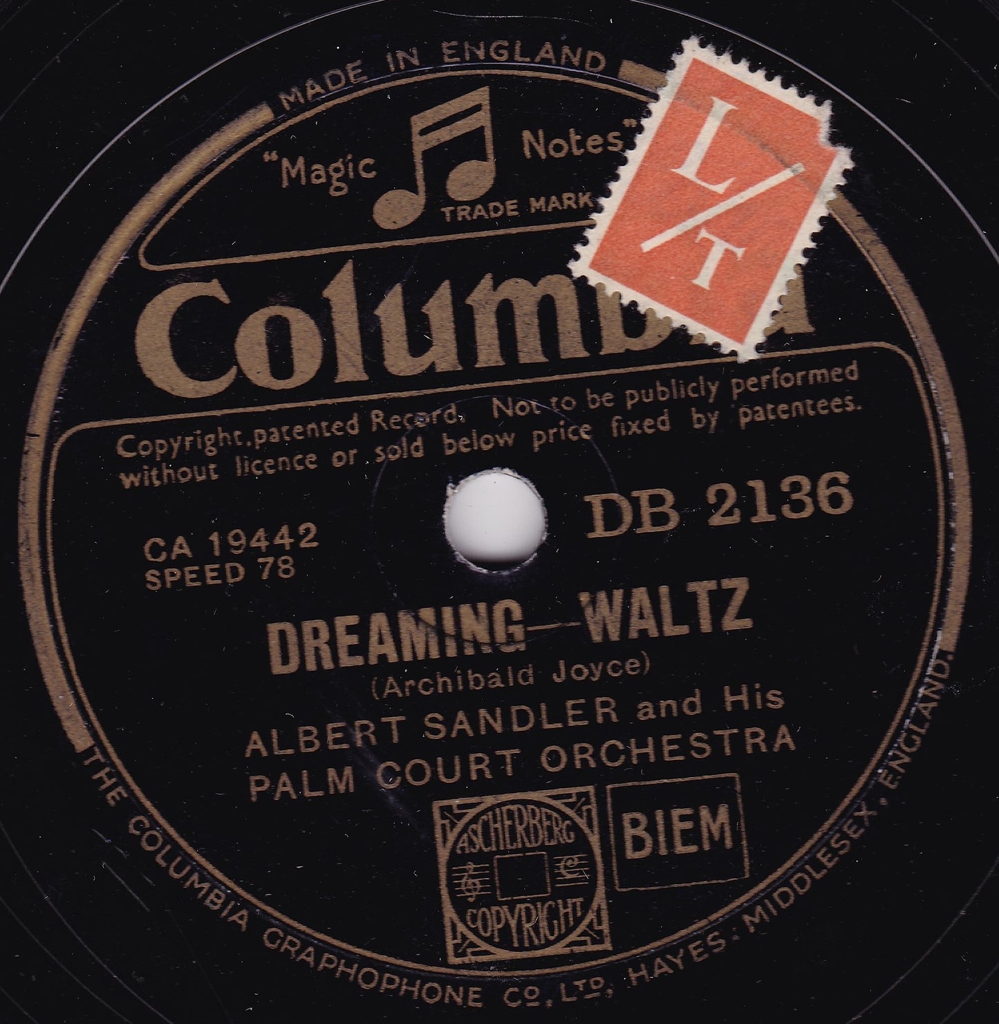 Albert Sandler And His Palm Court Orchestra – Pomone (Columbia) 10" shellac G+