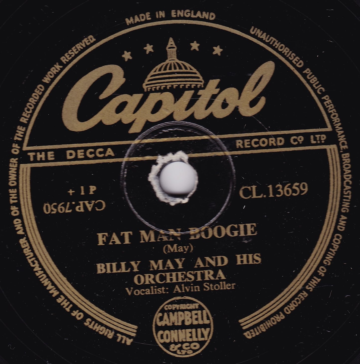 Billy May & His Orchestra – When My Sugar Walks Down The Street 10" shellac VG