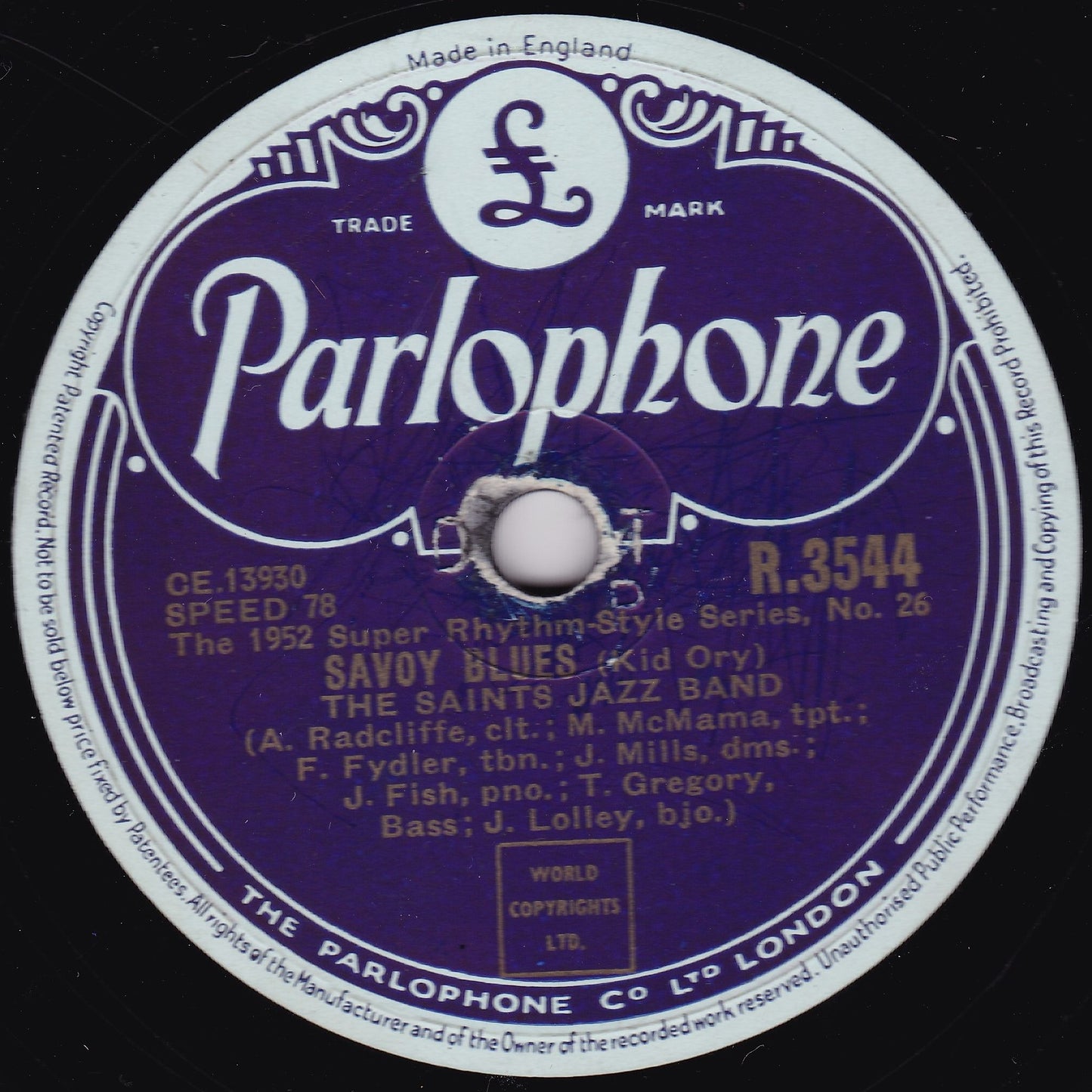 The Saints Jazz Band – When The Saints Go Marching In (1952) 10" shellac VG/-