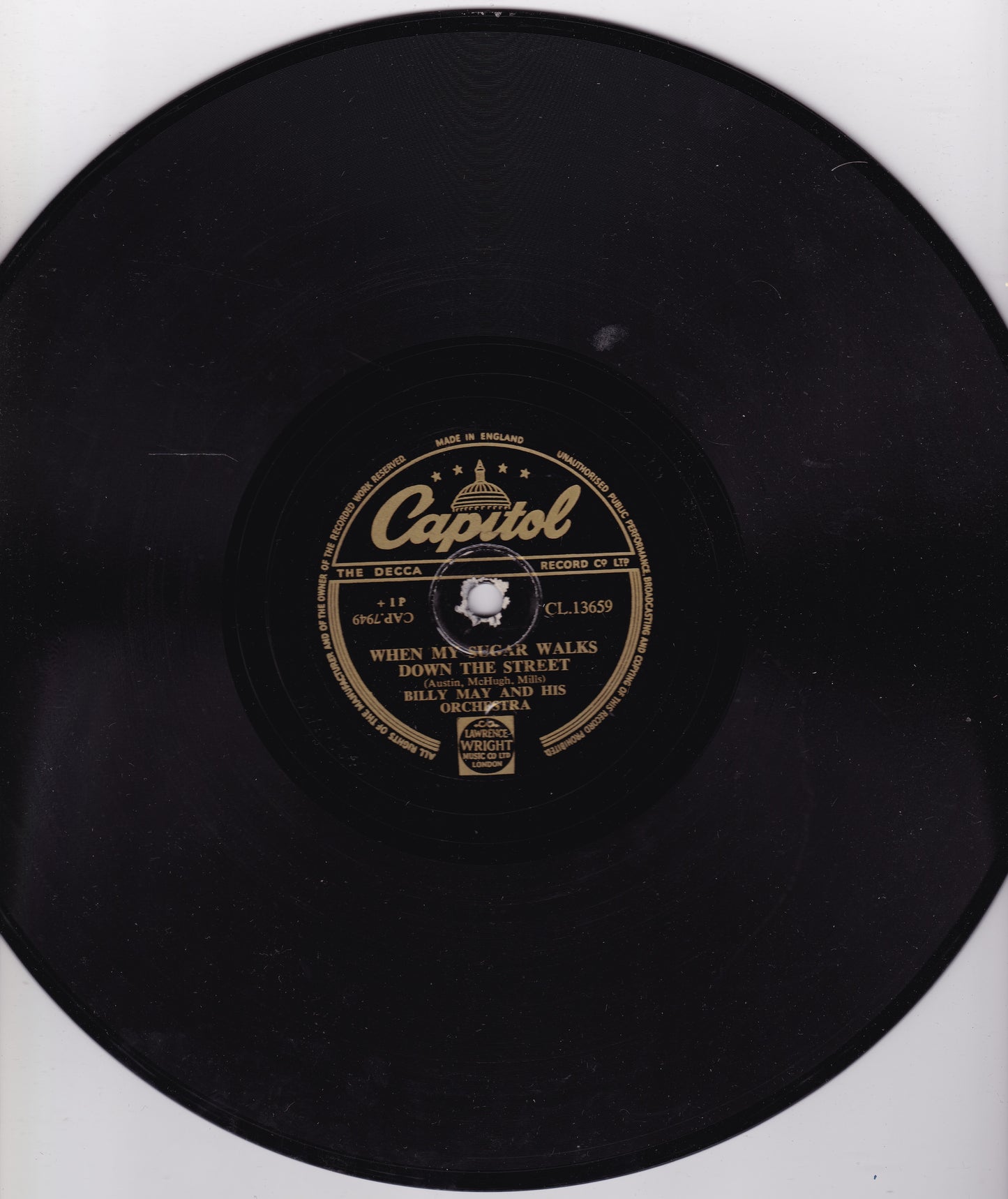 Billy May & His Orchestra – When My Sugar Walks Down The Street 10" shellac VG