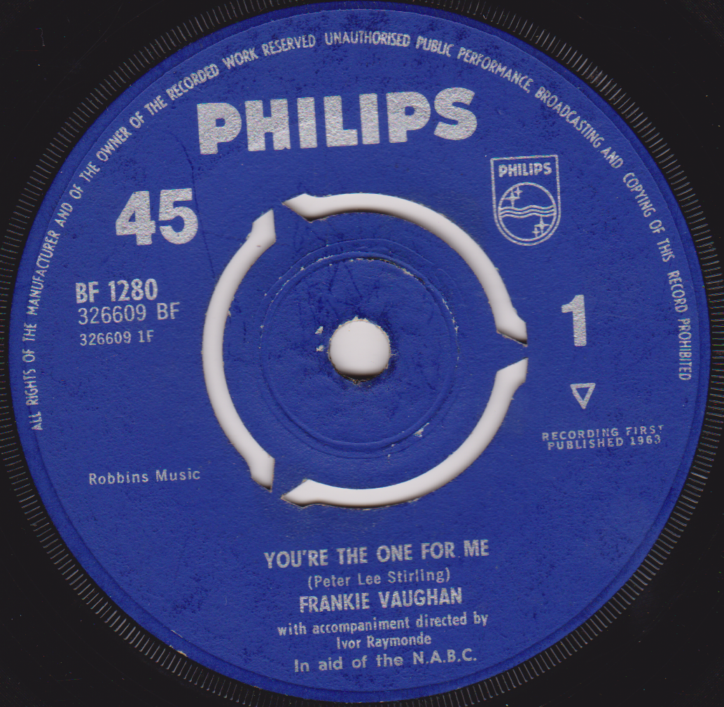 Frankie Vaughan – You're The One For Me (Philips 1963) 7" vinyl single VG/-
