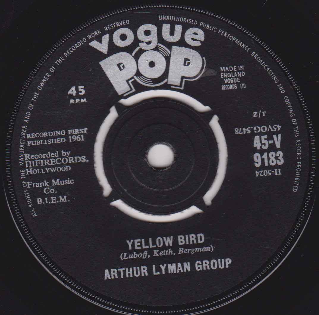 Arthur Lyman Group – Yellow Bird (Vogue 1961) 7" vinyl single VG/-