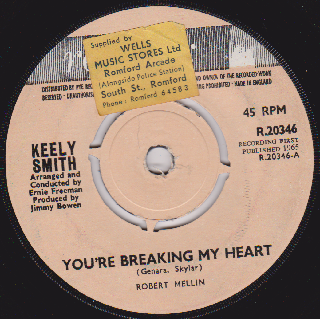 Keely Smith – You're Breaking My Heart (Reprise 1965) 7" vinyl single VG/-