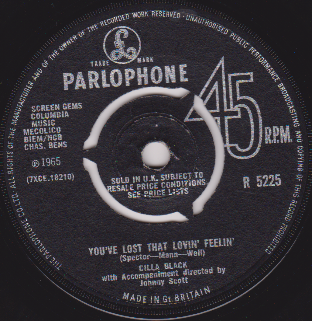 Cilla Black – You've Lost That Lovin' Feelin' (Parlophone 1965) 7" vinyl single VG/-