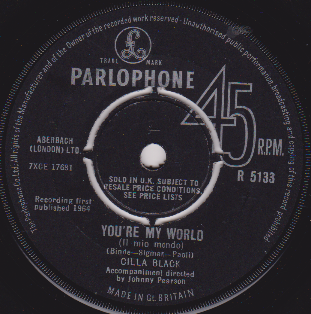 Parlophone 45 RPM record label with text and branding