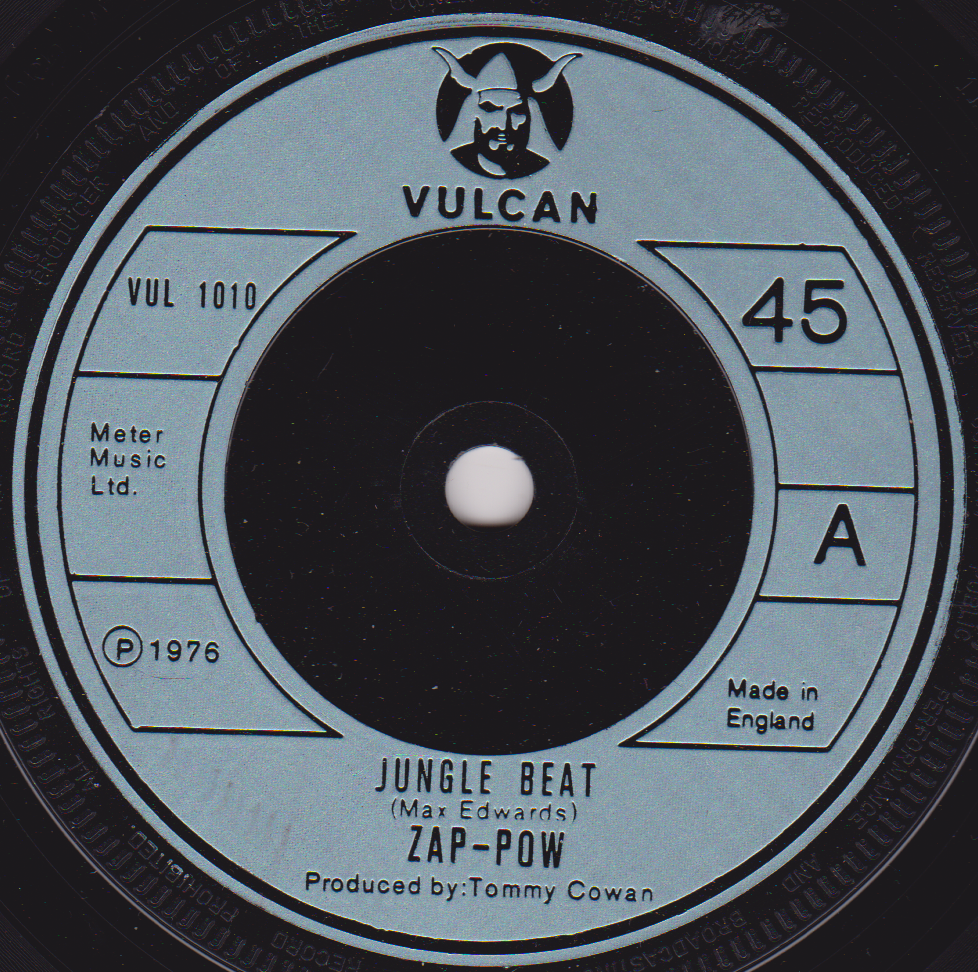Record label with 'Vulcan' branding and text on a black background