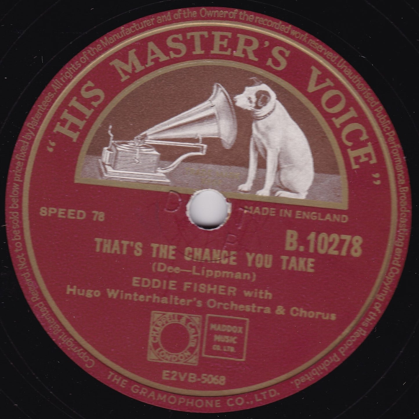 Eddie Fisher ‎– That's The Chance You Take / I'm Yours 10" shellac VG/-