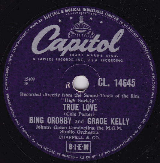 Bing Crosby And Grace Kelly – True Love 10" shellac VG/G+ Sinatra