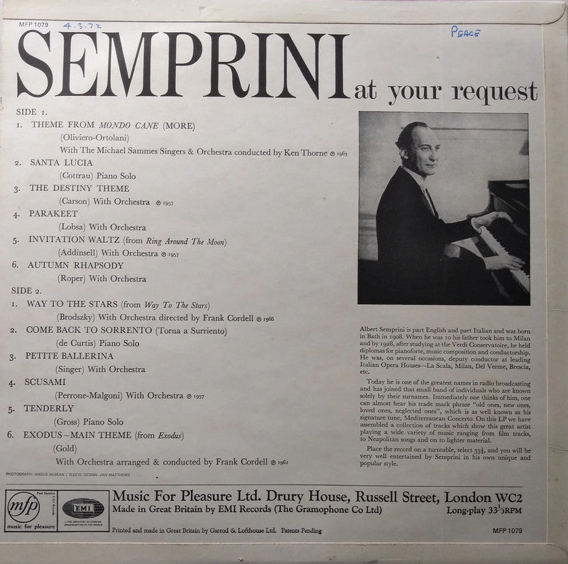 Semprini At Your Request LP