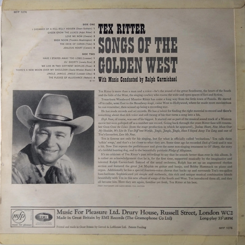 Tex Ritter - Songs Of The Golden West LP