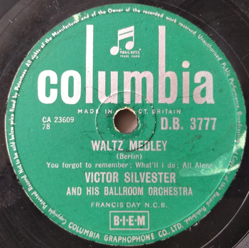 Victor Silvester And His Ballroom Orchestra – Come Next Spring / Waltz Medley (Columbia 1956) 10" shellac G+/-