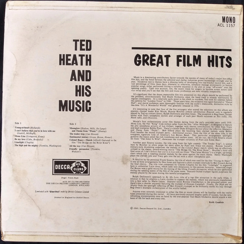 Ted Heath And His Music - The Great Film Hits LP