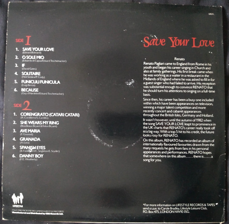 Renato - Save Your Love LP